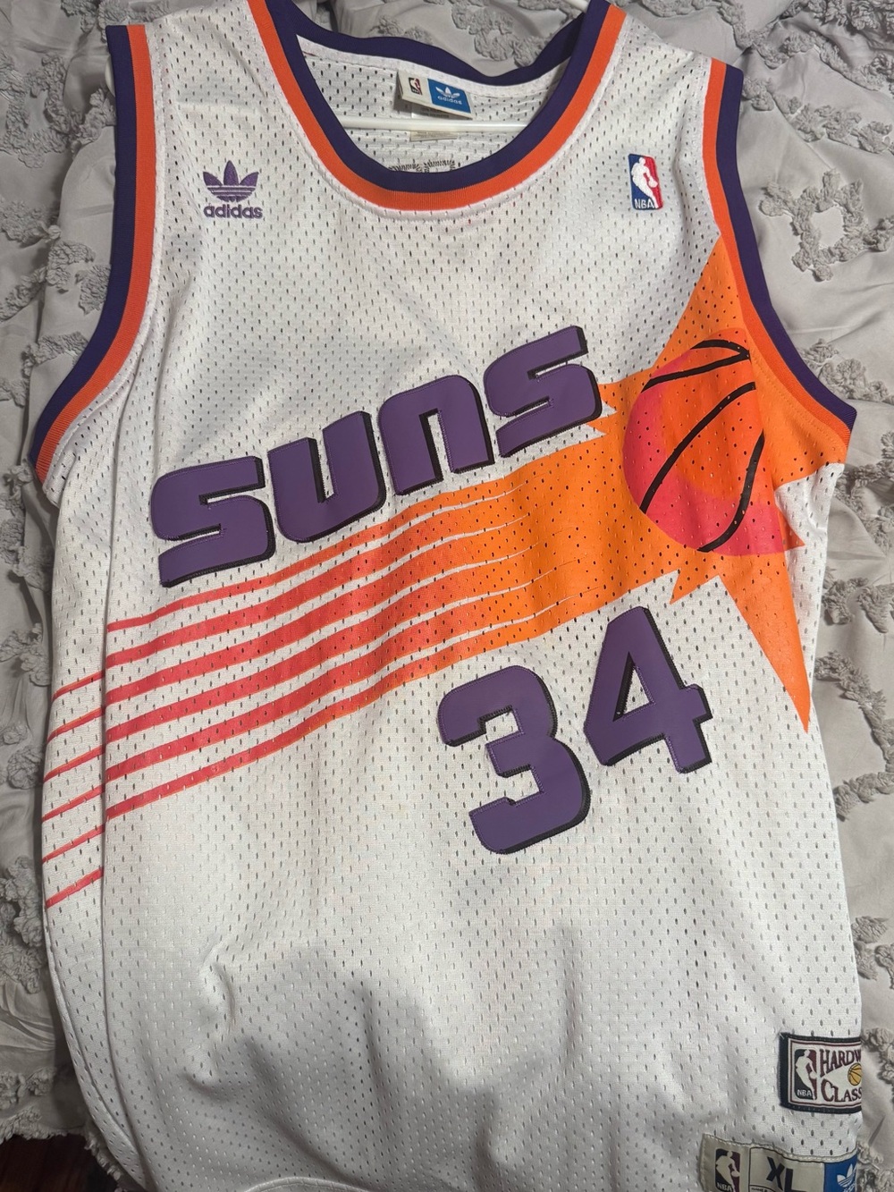 adidas White/Purple/Orange Phoenix Suns #34 Basketball Jersey
